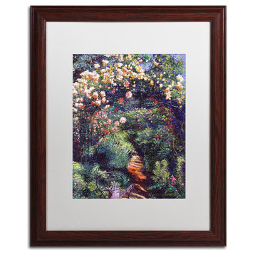 David Lloyd Glover 'Rose Arbor Pathway' Art, Wood Frame, 16"x20", White Matte