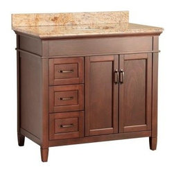 Ashburn Vanity, Mahogany and Vanity Top with Stone Effects, Tuscan Sun - Bathroom Vanities And Sink Consoles