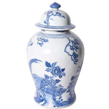 Temple Jar Vase Magnolia Pheasant Blue White Colors May Vary Variable