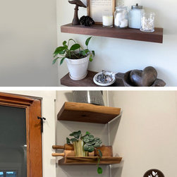 Black Walnut Live Edge Floating Shelf (floating bracket included) - Shelving