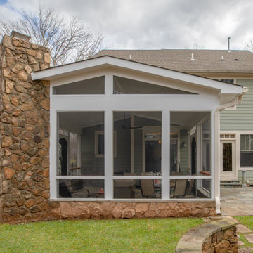 Precious Relaxing Time with a New Screen Porch, Outdoor TV, Corner Fireplace