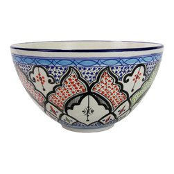 Le Souk Ceramique - Deep Stoneware Salad Bowl Tibarine Design - Serving And Salad Bowls
