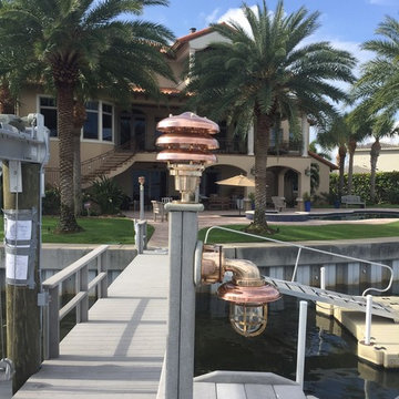 West Coast FL- Nautical Dock lighting with copper and bronze lights.