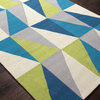 Blue/Green Right Angle Rectangle Area Rug Border Color Blue 3'6" x 5'6"