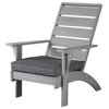 Linon Rey Sturdy Acacia Wood Outdoor Slat Back Chair With Cushion in Gray Finish