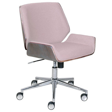Retro Modern Office Chair, Adjustable Bentwood Seat With Padded Cushions, Pink