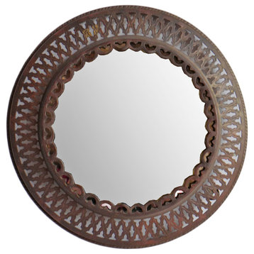 Round Vintage Brass Mirror