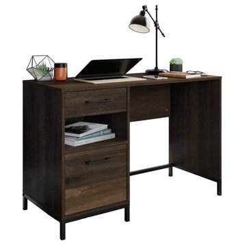 Modern Desk, 2 Spacious Drawers With Center Open Compartment, Smoked Oak Finish