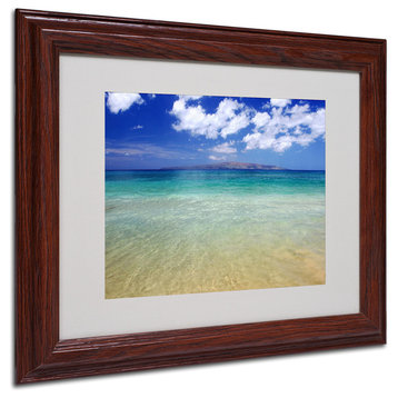 'Hawaii Blue Beach' Matted Framed Canvas Art by Pierre Leclerc