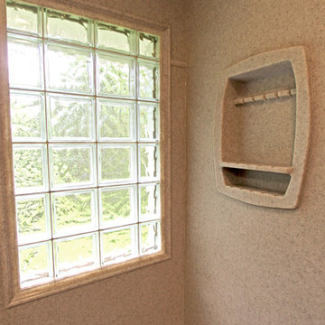 Small Bathroom Remodel with Cultured Marble Shower, Granite Countertops,