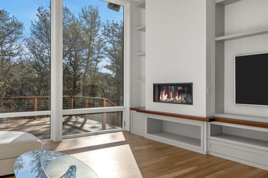 Living room photo in Boston
