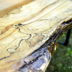 Industrial Rustic Live Edge Bench - Indoor Benches