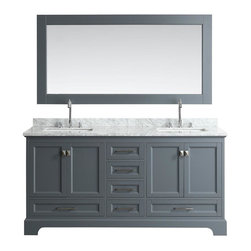 Design Element - Omega 72" Double Sink Vanity Set, Gray - Bathroom Vanities And Sink Consoles