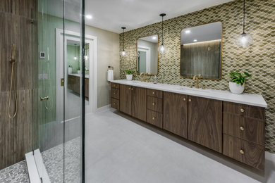 Example of a mid-century modern bathroom design in Providence