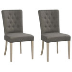 Bentley Designs - Bordeaux Chalked Oak Upholstered Chairs, Set of 2 - Bordeaux Upholstered Chair Pair vaunts a certain elegance and refinement that brings a sense of subtle sophistication to any home. The range features a wide choice of cabinets featuring gently bowed fronts, soft curved frames and delicate turned legs. The range boasts Blum soft-closing drawers for that extra refinement and pull out shelves for a superior customer experience