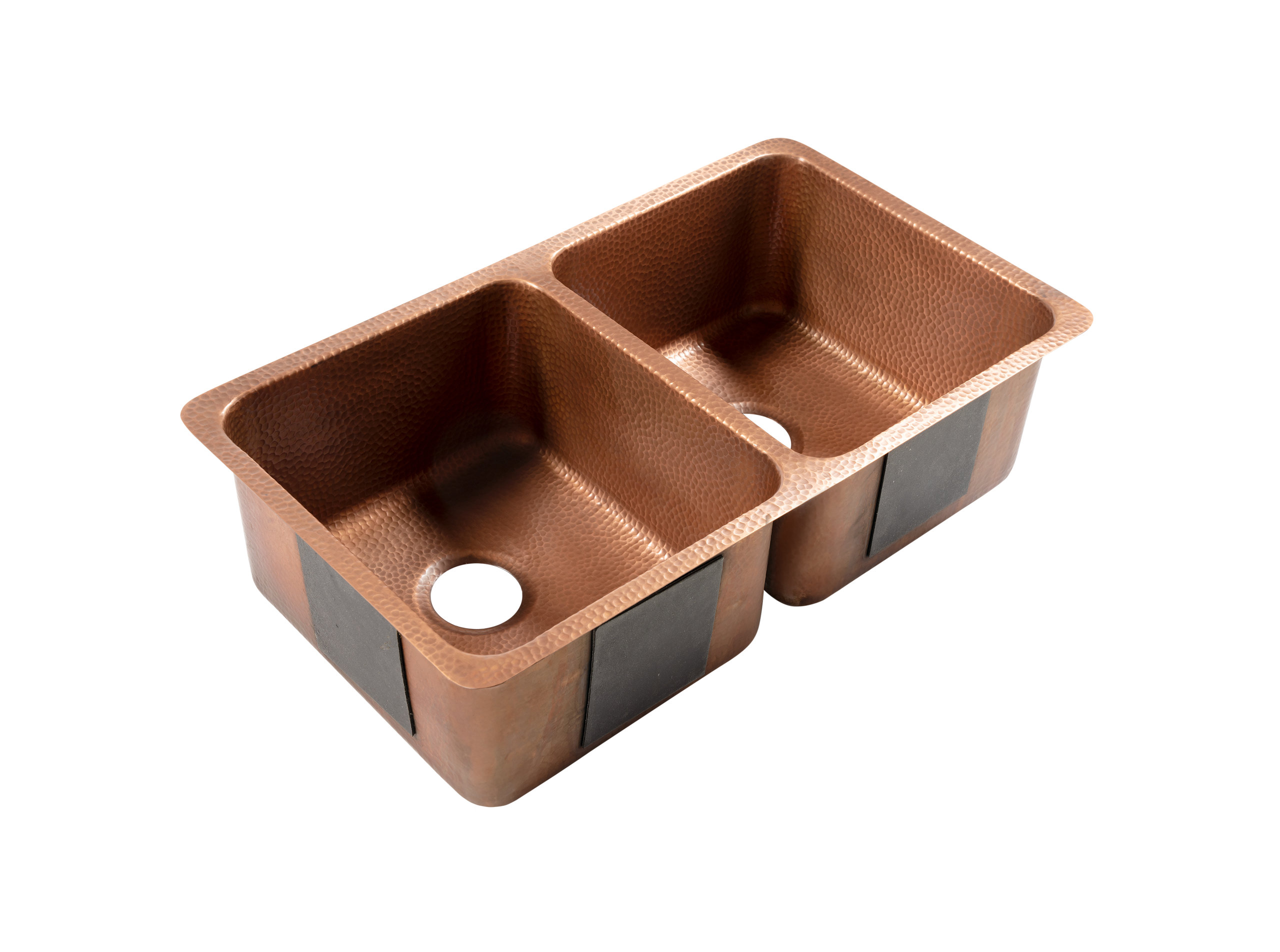 Rivera Copper 32" Double Bowl Undermount Kitchen Sink