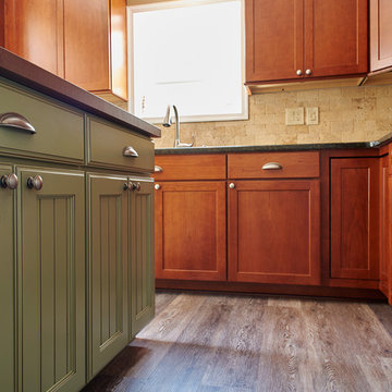Cherry Country Style Kitchen with Contrast Island