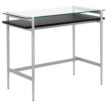 Eaton 36'' Wide Rectangular Desk in Silver/Black Woodgrain