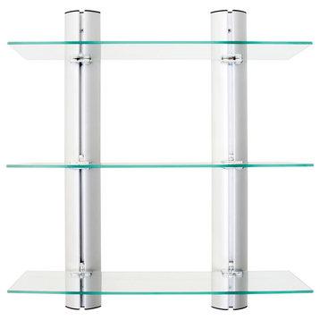 Danya B. Bathroom Wall-Mount 3-Tier Adjustable Glass Wall Shelves