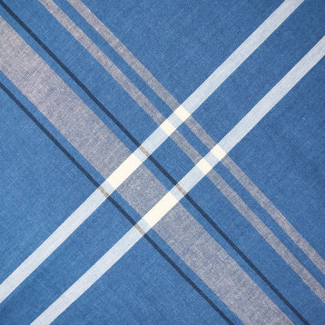 DII Blue Chambray French Stripe Tablecloth 60"x84"