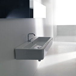 WS Bath Collections Ego 3251 Wall Hung or Counter Top Ceramic Sink 35.4" x 16.9" - Bathroom Sinks