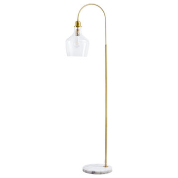 Hampton Hill Auburn Arched Floor Lamp with Marble Base