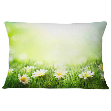 Spring Meadow with Daisies Animal Throw Pillow, 12"x20"