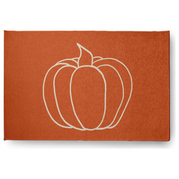 Pumpkin Pie Fall Design Chenille Area Rug, Orange, 2'x3'