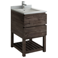 Formosa Floor Standing Open Bottom Modern Bathroom Cabinet With Top & Sink, 24"