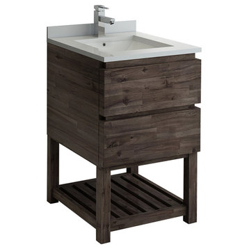 Formosa Floor Standing Open Bottom Modern Bathroom Cabinet With Top & Sink, 24"
