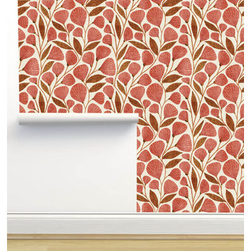 Cecile Dark Pink and Gold Wallpaper, Sample 12"x8"