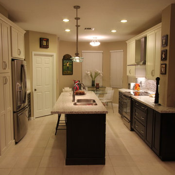 Two-Toned Contemporary Kitchen Remodel Featuring Granite Countertop