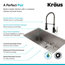 28 1/2" Undermount Stainless Steel Kitchen Sink, Pull-Down Faucet SSMB Dispenser