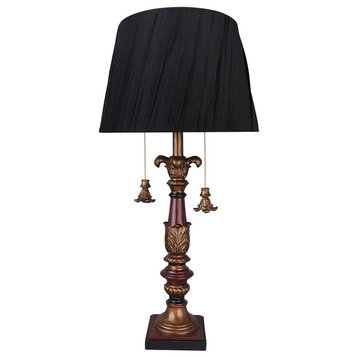 Aspen Creative 40197-11, 33" High Metal & Resin Table Lamp, Antique Red & Gold