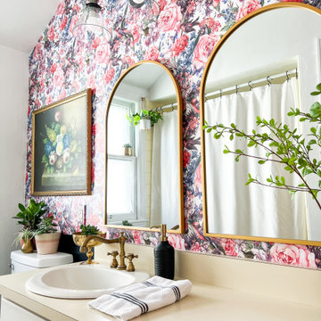 Pink Floral Luxury Bathroom Interior