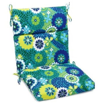 18"x38" Spun Polyester Outdoor Squared Seat/Back Chair Cushion, Luxury Azure