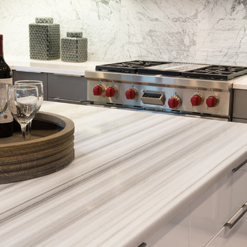 Gray and White Statement Kitchen