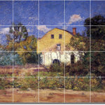 Picture-Tiles.com - Theodore Steele Village Painting Ceramic Tile Mural #111, 21.25"x17" - Mural Title: The Grist Mill
