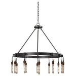 Kalco - Stuyvesant 36x30" 12-Light Industrial Chandelier by Kalco - From the Stuyvesant collection  this Industrial 36Wx30H inch 12 Light Chandelier will be a wonderful compliment to  any of these rooms: Dining; Living; Bedroom; Kitchen