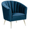 Manhattan Comfort Rosemont Velvet Accent Chair, Blue, Single
