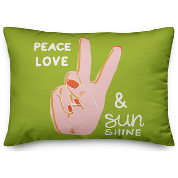 Peace Love Sunshine Green 14x20 Spun Poly Pillow