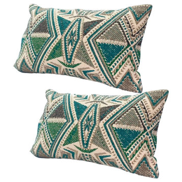 Benzara UPT-268966 Accent Pillow, Cotton Cover, Geometric Design, Multicolor