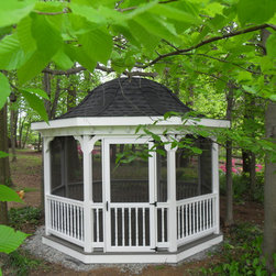 Octagon Vinyl Outdoor Gazebo with Bell Roof - Gazebos
