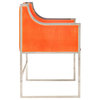 Velvet Dining Chair With Nickel Frame, Orange