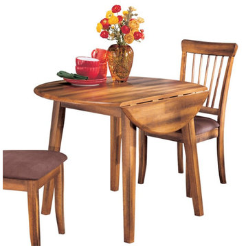 Bowery Hill 42" Round Drop Leaf Dining Table in Rustic Brown