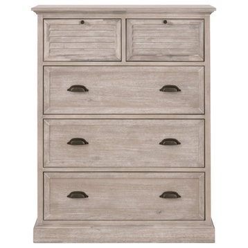Star International Furniture Traditions Eden 5-Drawer Wood High Chest in Gray