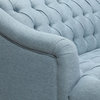 Erin Contemporary Tufted Fabric 3 Seater Sofa, Light Blue, Natural Finish