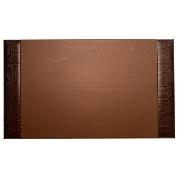 Brown "Croco" Leather 20"x34" Desk Pad.