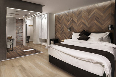 Photo of a contemporary bedroom in London.