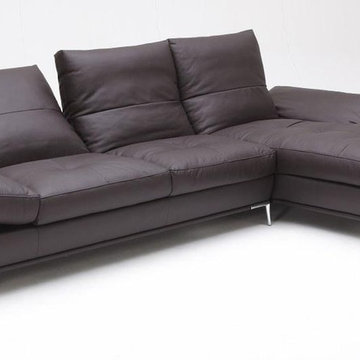 Stylish Espresso Leather Sectional Sofa Set with Adjustable Armrests